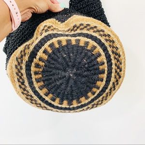 Bags - Black and Tan straw hobo bag with boho bottom Bags - Black and Tan straw hobo bag with boho bottom